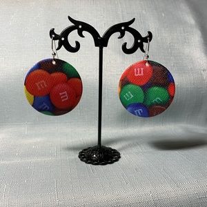 NWT  Handmade M & M Faux Leather Earrings
